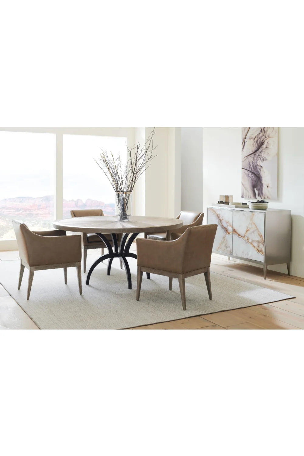 Luxury Round Ash Dining Table Modern Italian Style for Villa