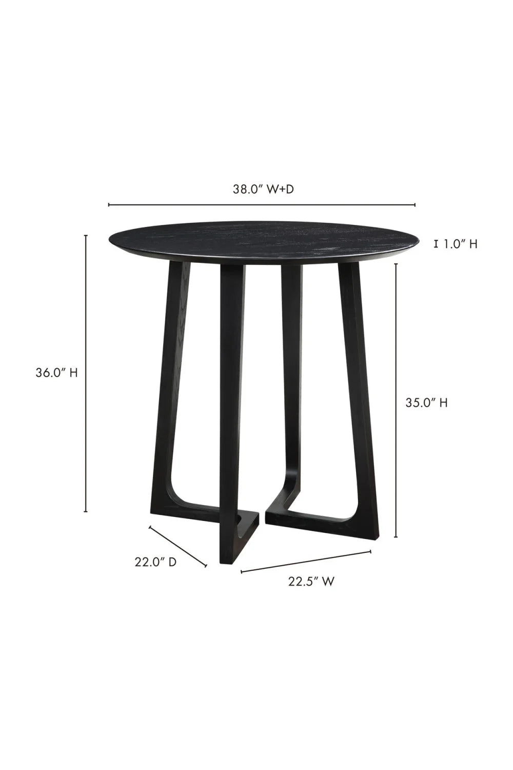 Luxury Round Black Ash Counter Table Modern Italian Style for Villa