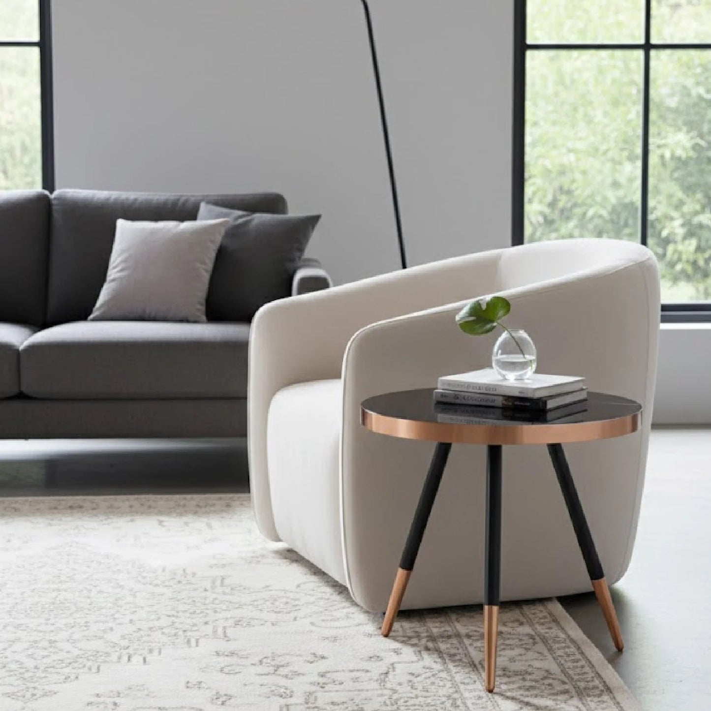 Luxury Round Black Ceramic Coffee Table Modern Italian Style for Villa