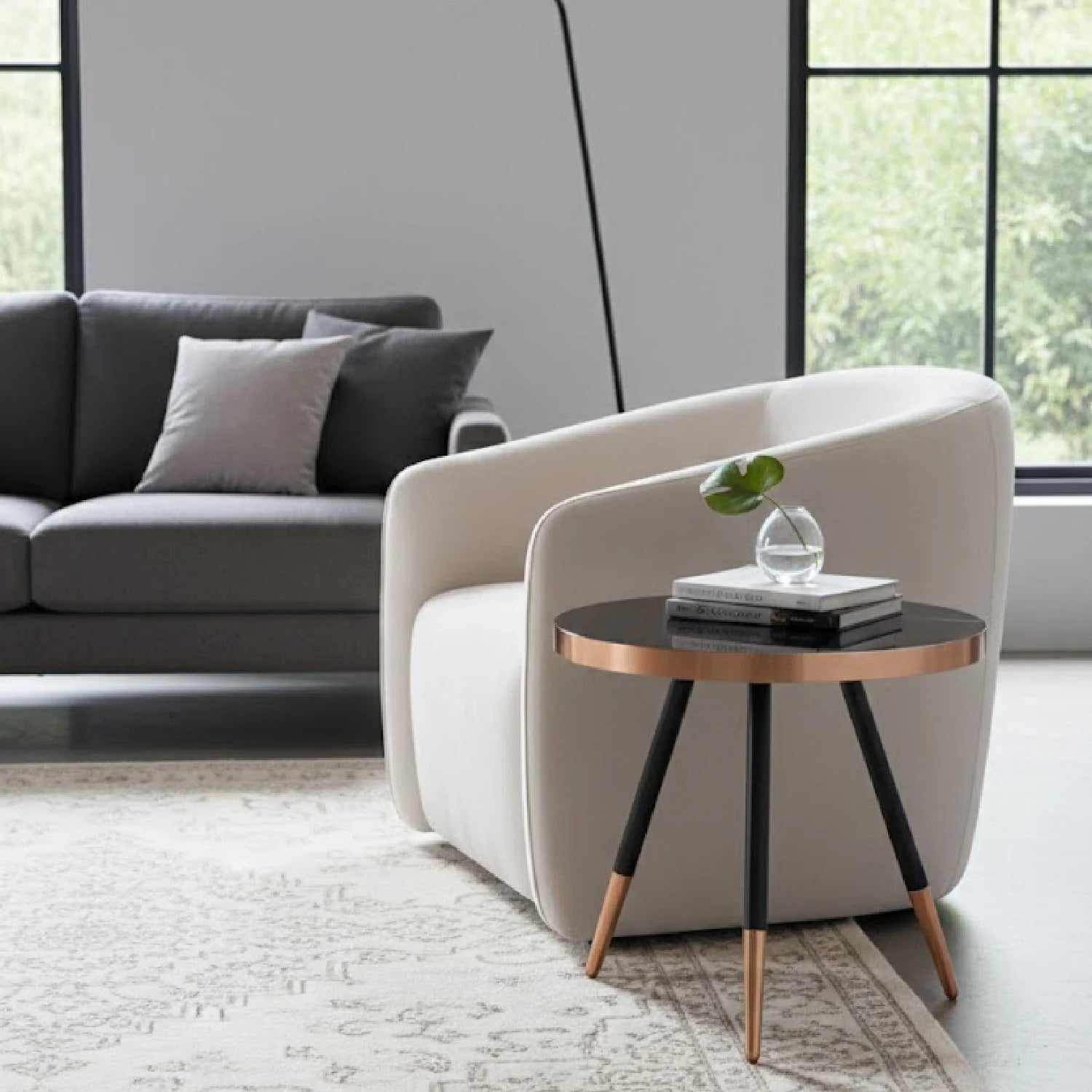 Luxury Round Black Ceramic Coffee Table Modern Italian Style for Villa
