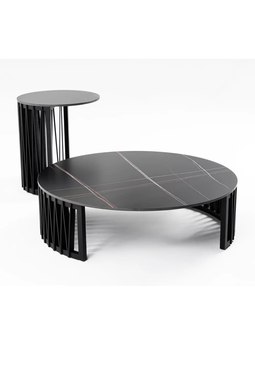 Luxury Round Black Ceramic Coffee Table Set Modern Italian Style for Villa