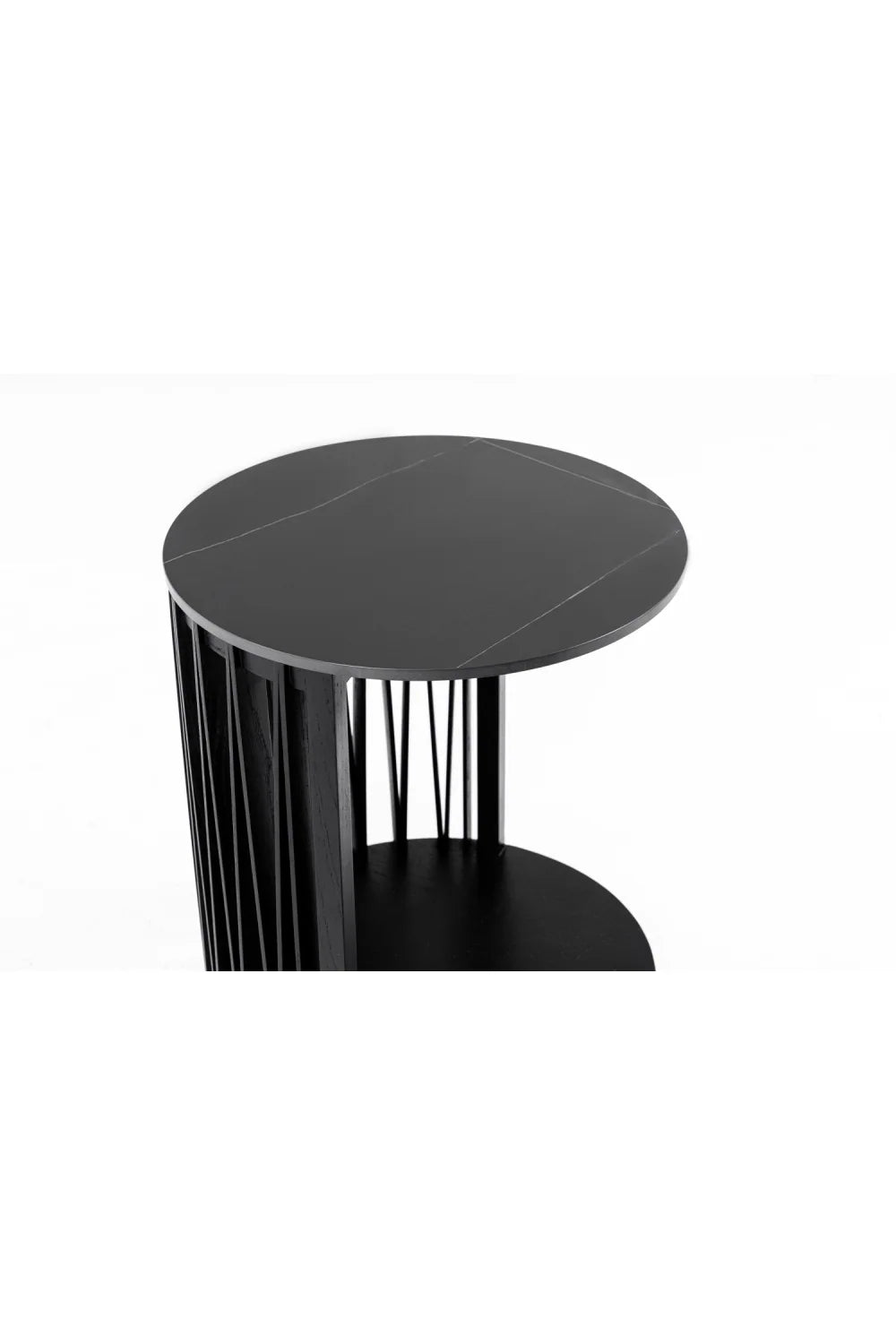 Luxury Round Black Ceramic Coffee Table Set Modern Italian Style for Villa