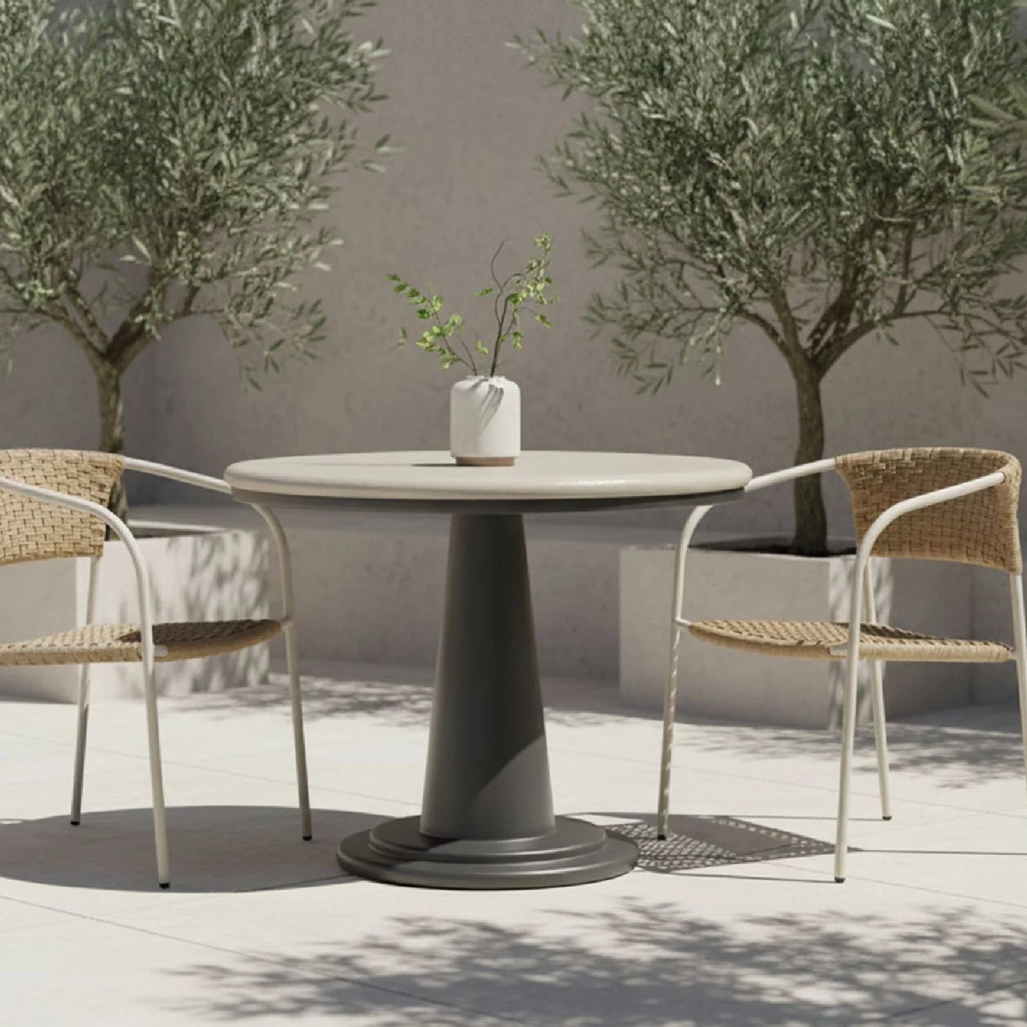 Luxury Round Black Concrete Coffee Table Modern Italian Style for Villa