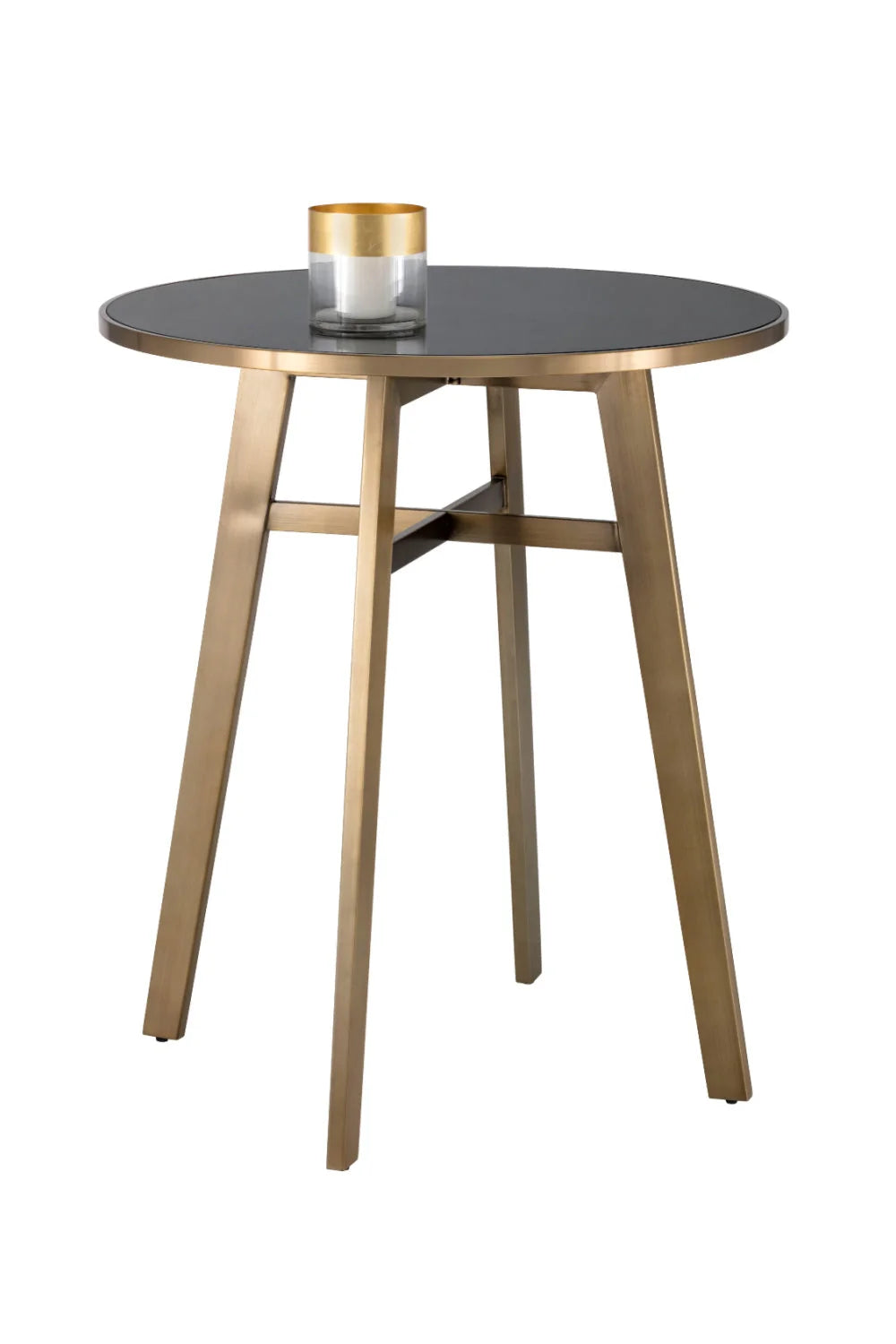 Luxury Round Black Glass Bar Table Modern Italian Style for Villa