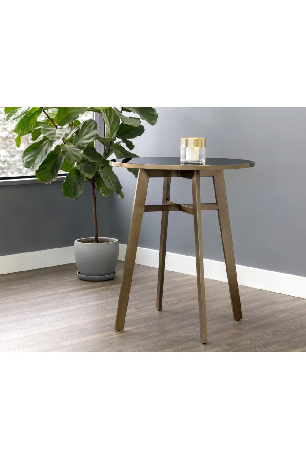 Luxury Round Black Glass Bar Table Modern Italian Style for Villa