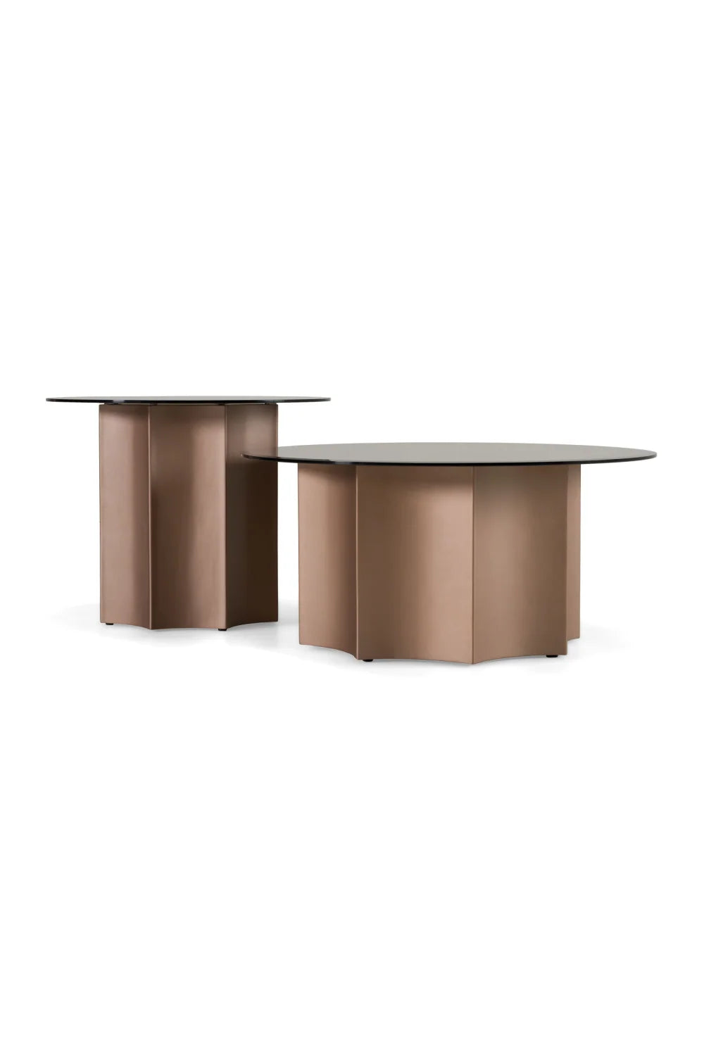 Luxury Round Black Glass Nesting Coffee Table Modern Italian Style for Villa