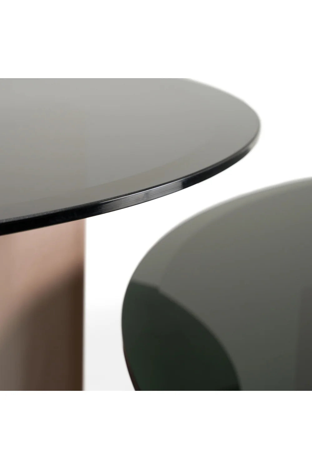 Luxury Round Black Glass Nesting Coffee Table Modern Italian Style for Villa