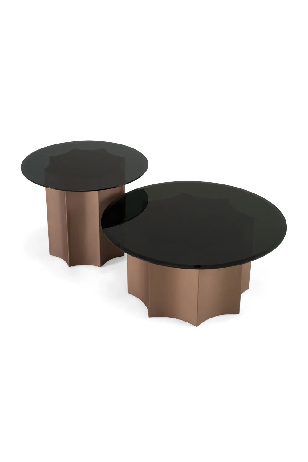 Luxury Round Black Glass Nesting Coffee Table Modern Italian Style for Villa