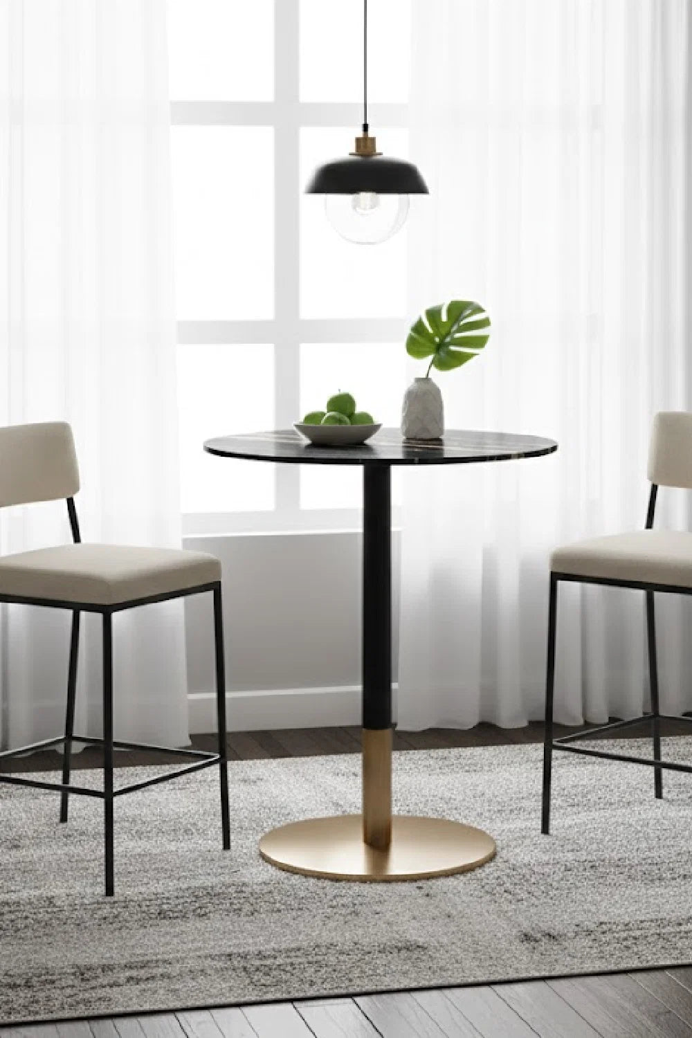 Luxury Round Black Marble Bar Table Modern Italian Style for Villa