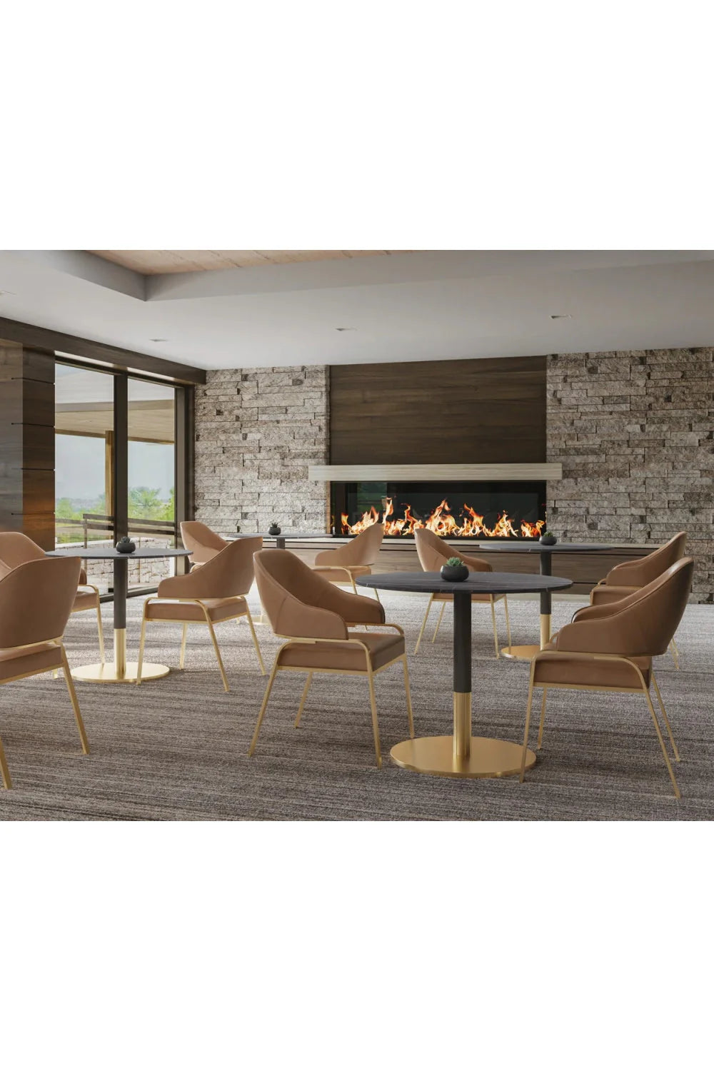 Luxury Round Black Marble Bistro Table Modern Italian Style for Villa