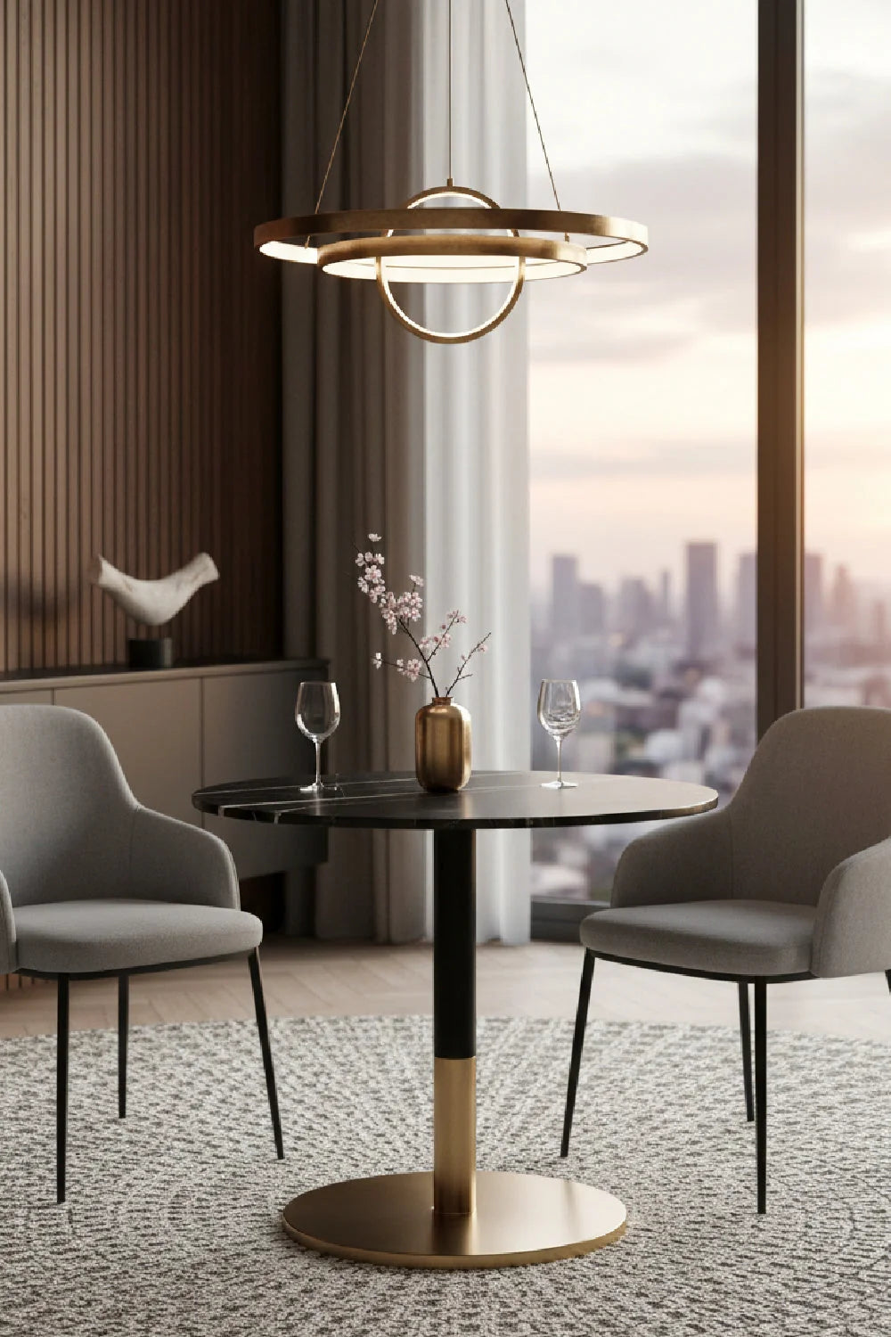 Luxury Round Black Marble Bistro Table Modern Italian Style for Villa