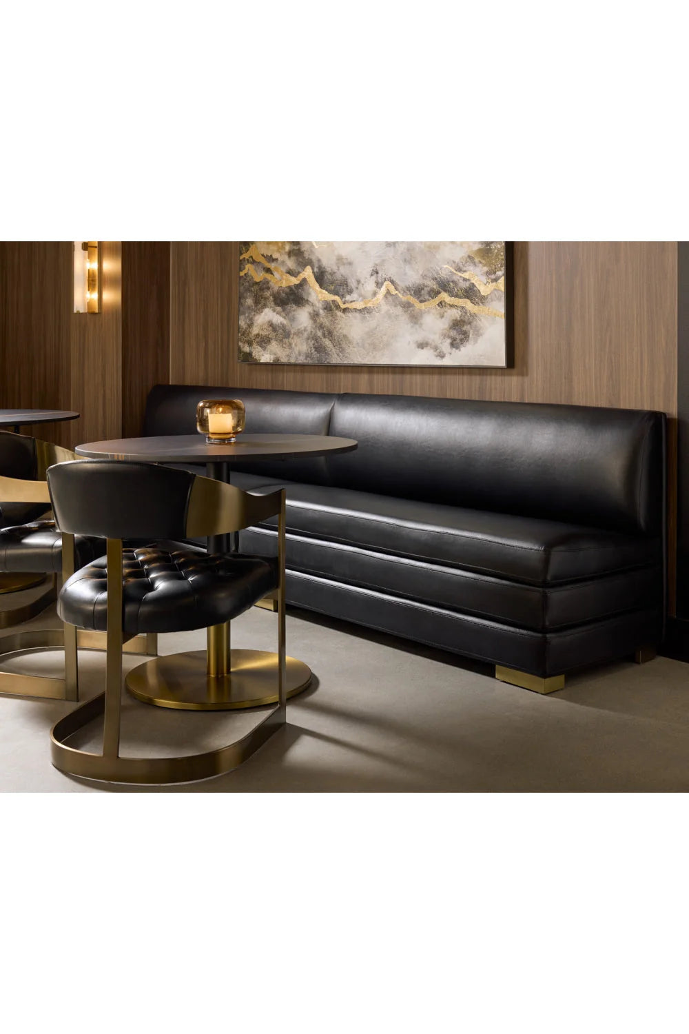 Luxury Round Black Marble Bistro Table Modern Italian Style for Villa