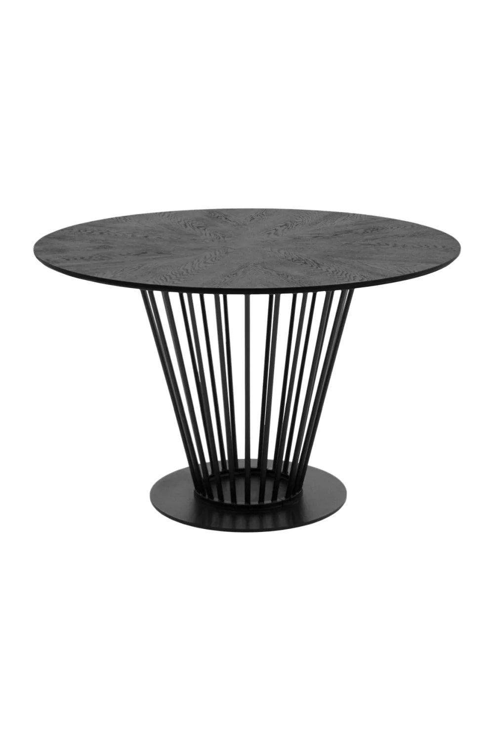 Luxury Round Black Oak Dining Table Modern Italian Style for Villa