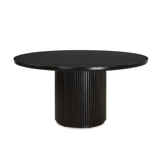 Luxury Round Black Oak Dining Table Modern Italian Style for Villa