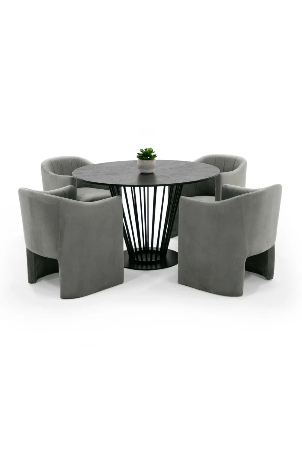 Luxury Round Black Oak Dining Table Modern Italian Style for Villa