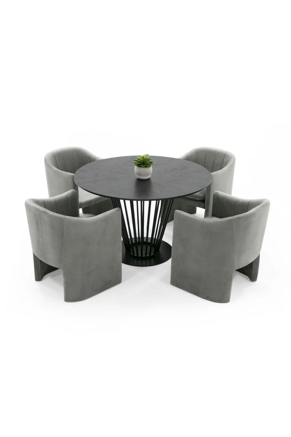 Luxury Round Black Oak Dining Table Modern Italian Style for Villa