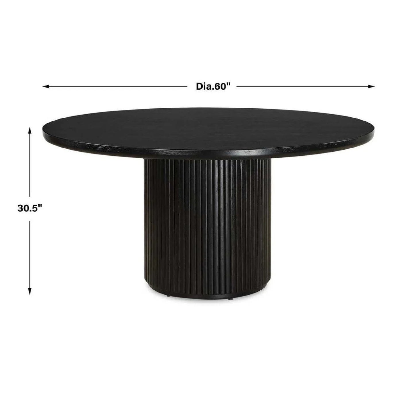 Luxury Round Black Oak Dining Table Modern Italian Style for Villa
