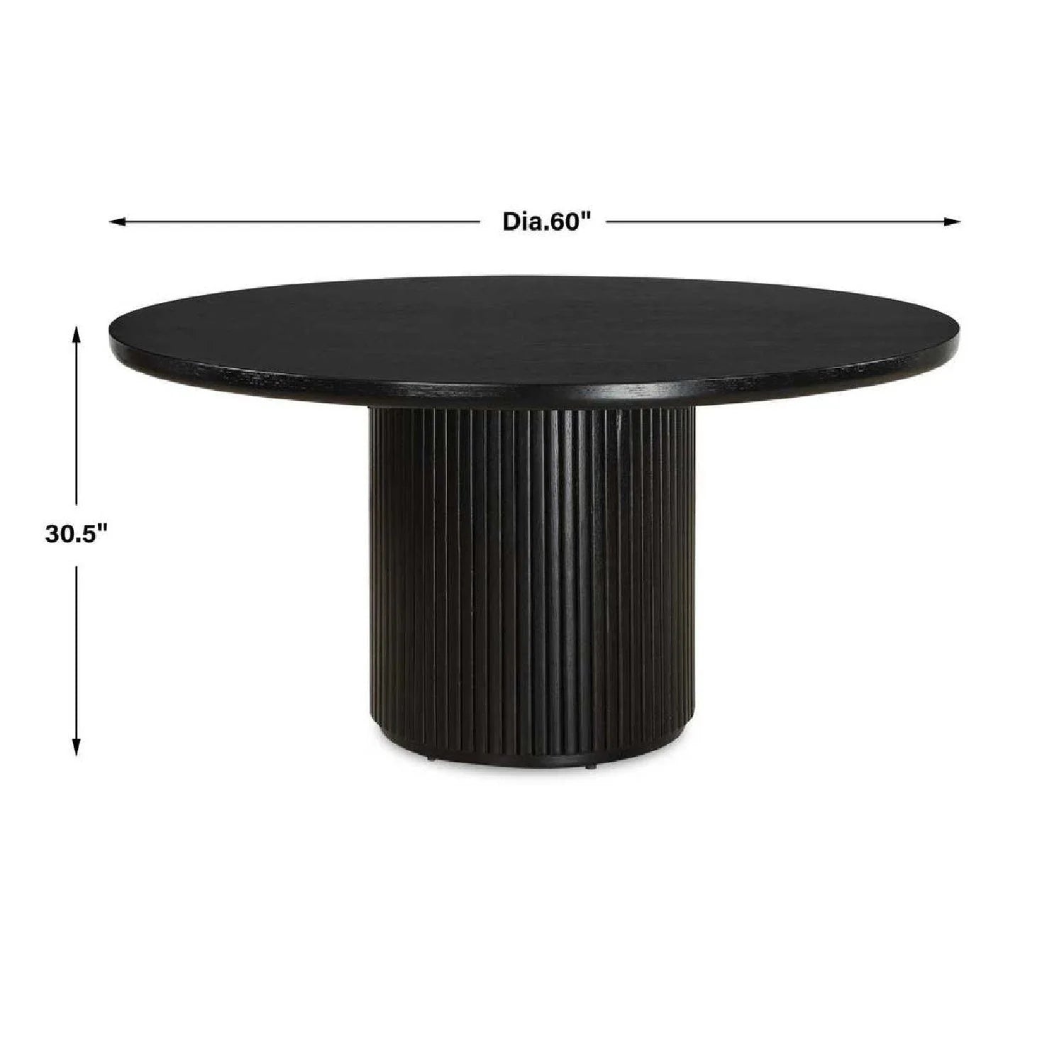 Luxury Round Black Oak Dining Table Modern Italian Style for Villa