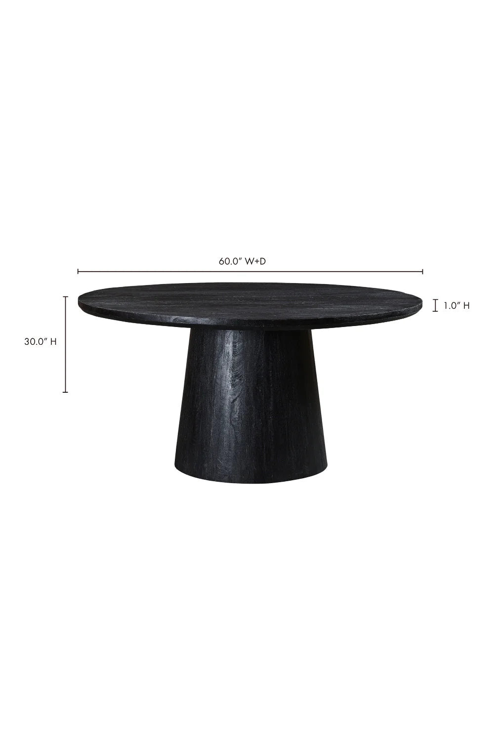 Luxury Round Black Wood Dining Table Modern Italian Style for Villa