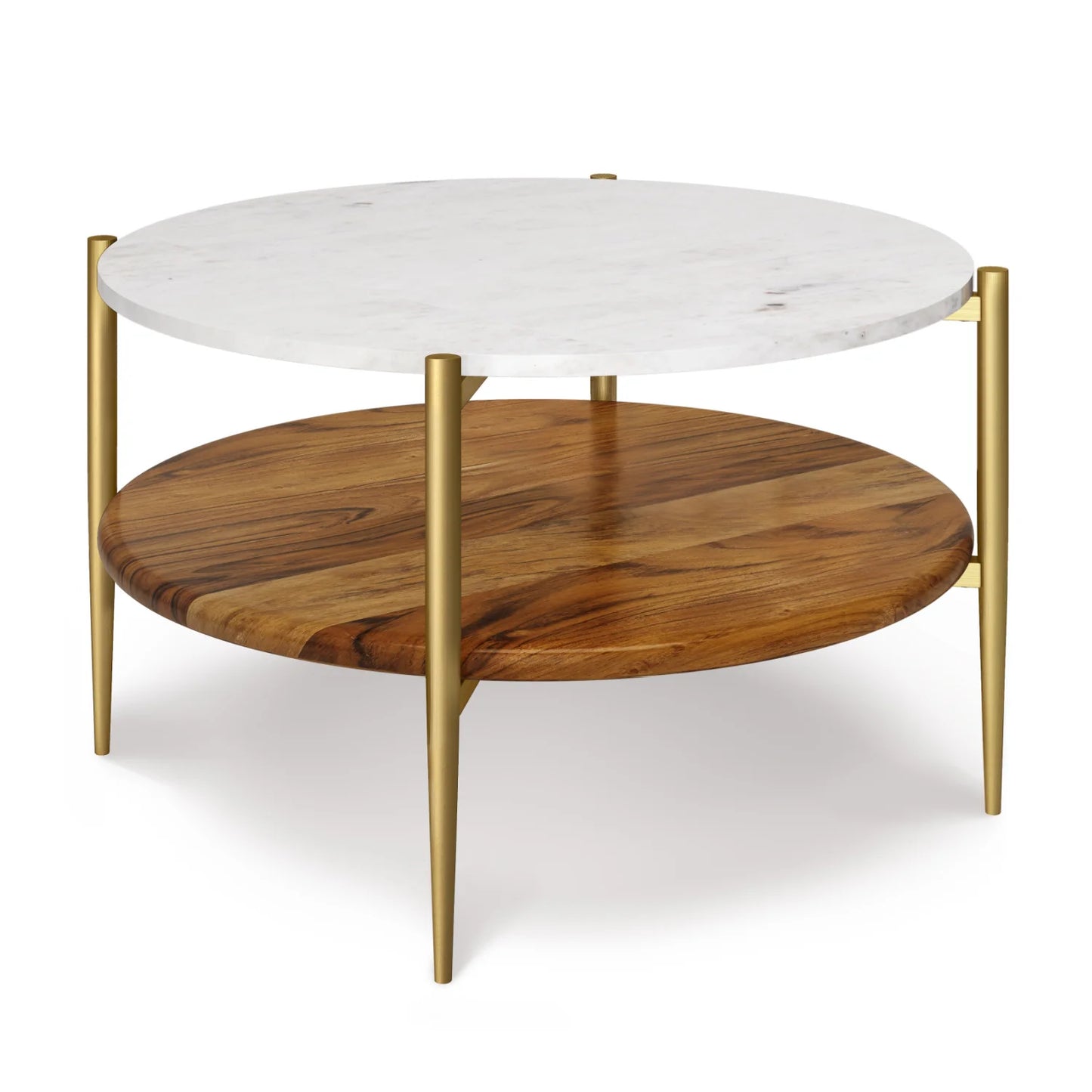 Luxury Round Brass Marble Coffee Table Modern Italian Style for Villa