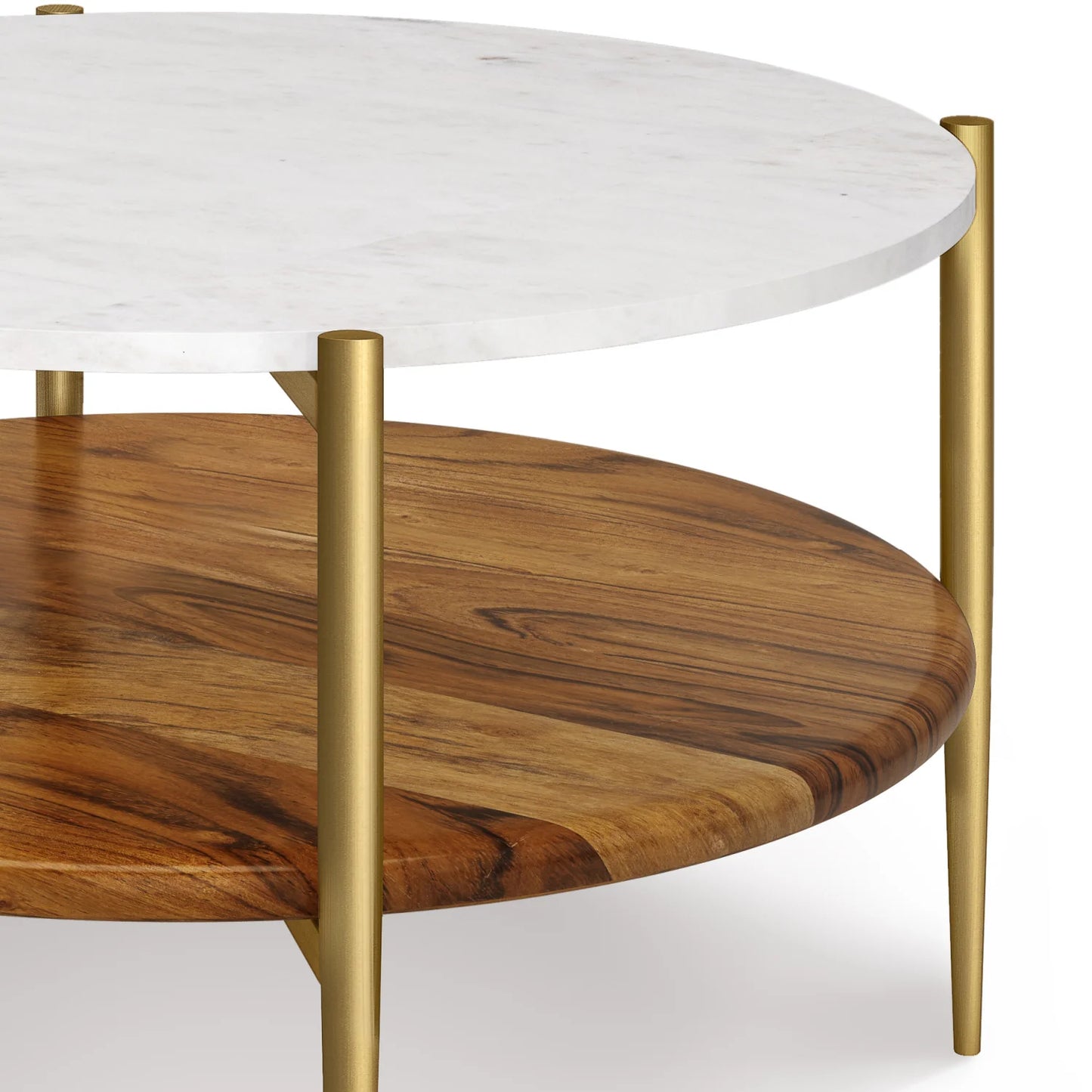 Luxury Round Brass Marble Coffee Table Modern Italian Style for Villa
