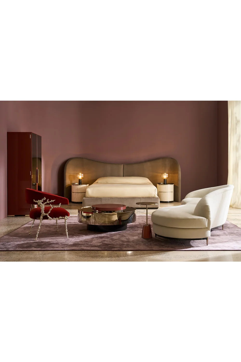 Luxury Round Bronze Mirror Coffee Table Modern Italian Style for Villa