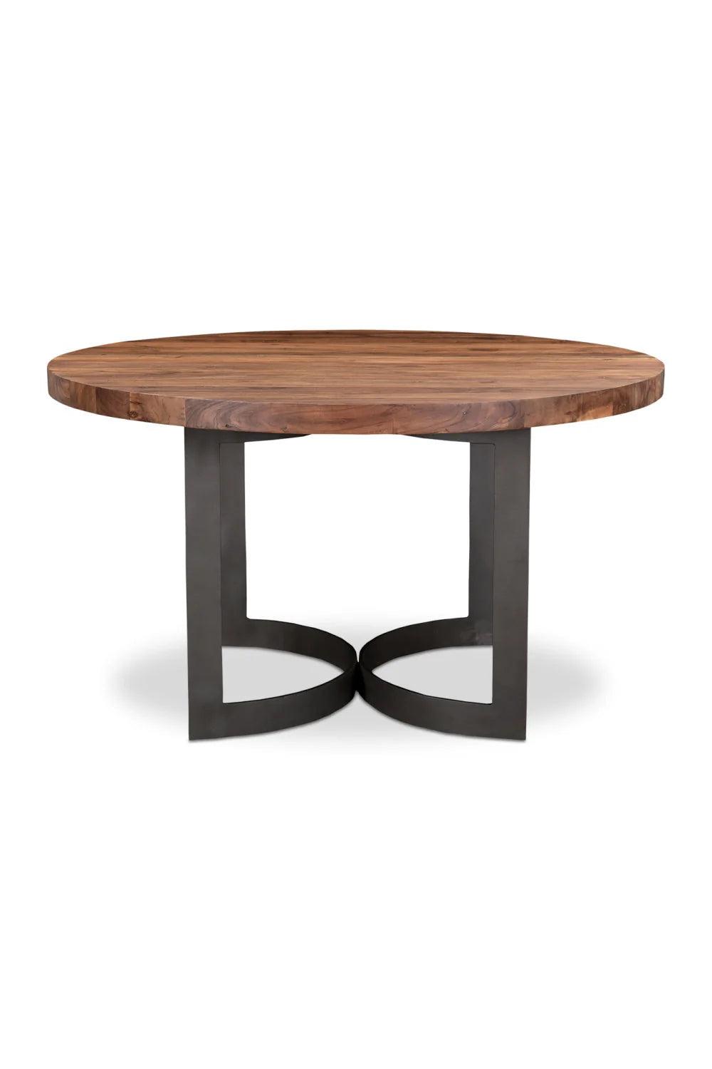 Luxury Round Brown Acacia Dining Table Modern Italian Style for Villa