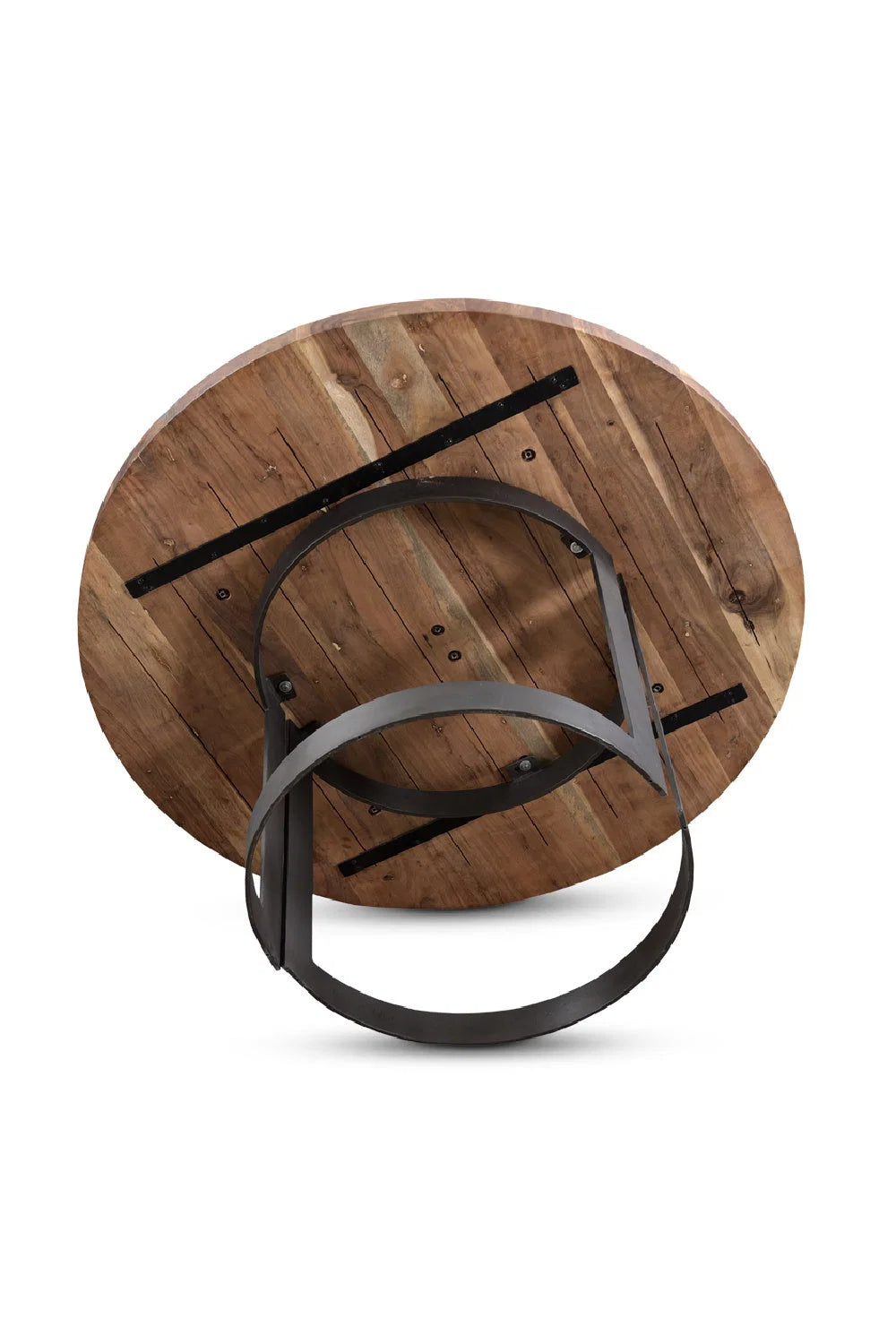 Luxury Round Brown Acacia Dining Table Modern Italian Style for Villa