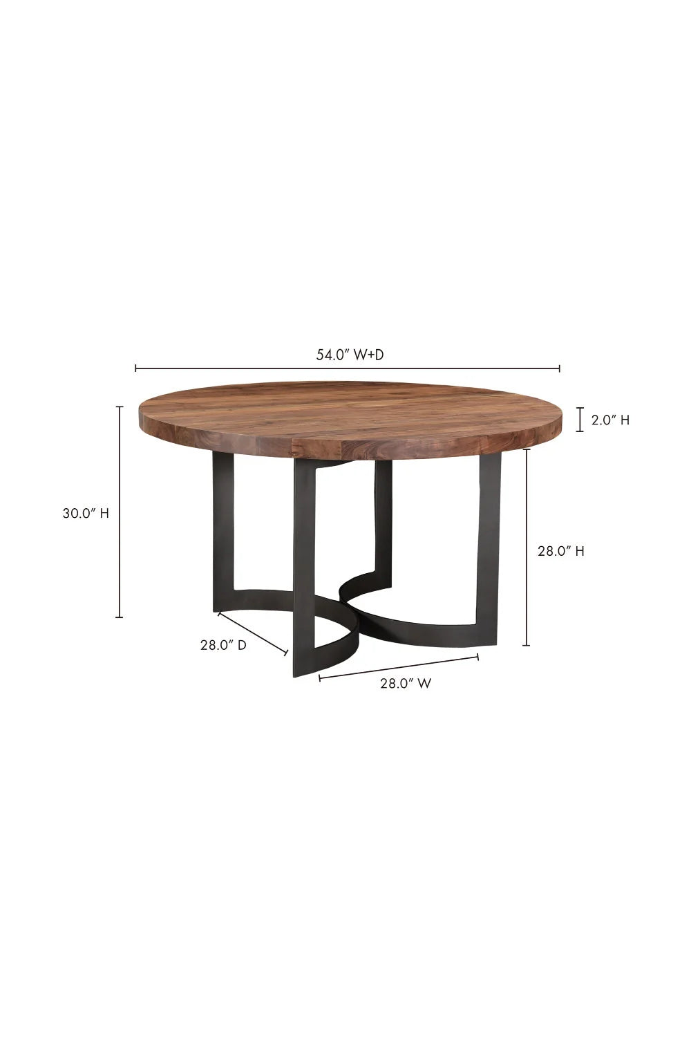 Luxury Round Brown Acacia Dining Table Modern Italian Style for Villa