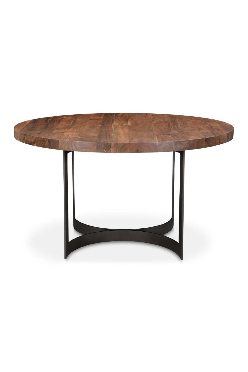 Luxury Round Brown Acacia Dining Table Modern Italian Style for Villa