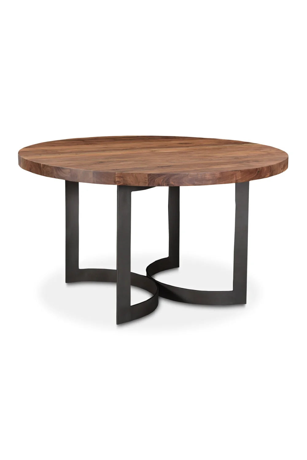 Luxury Round Brown Acacia Dining Table Modern Italian Style for Villa