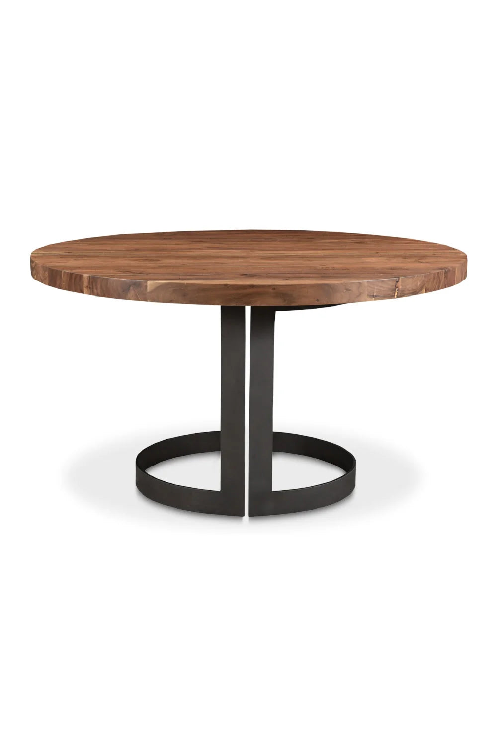 Luxury Round Brown Acacia Dining Table Modern Italian Style for Villa