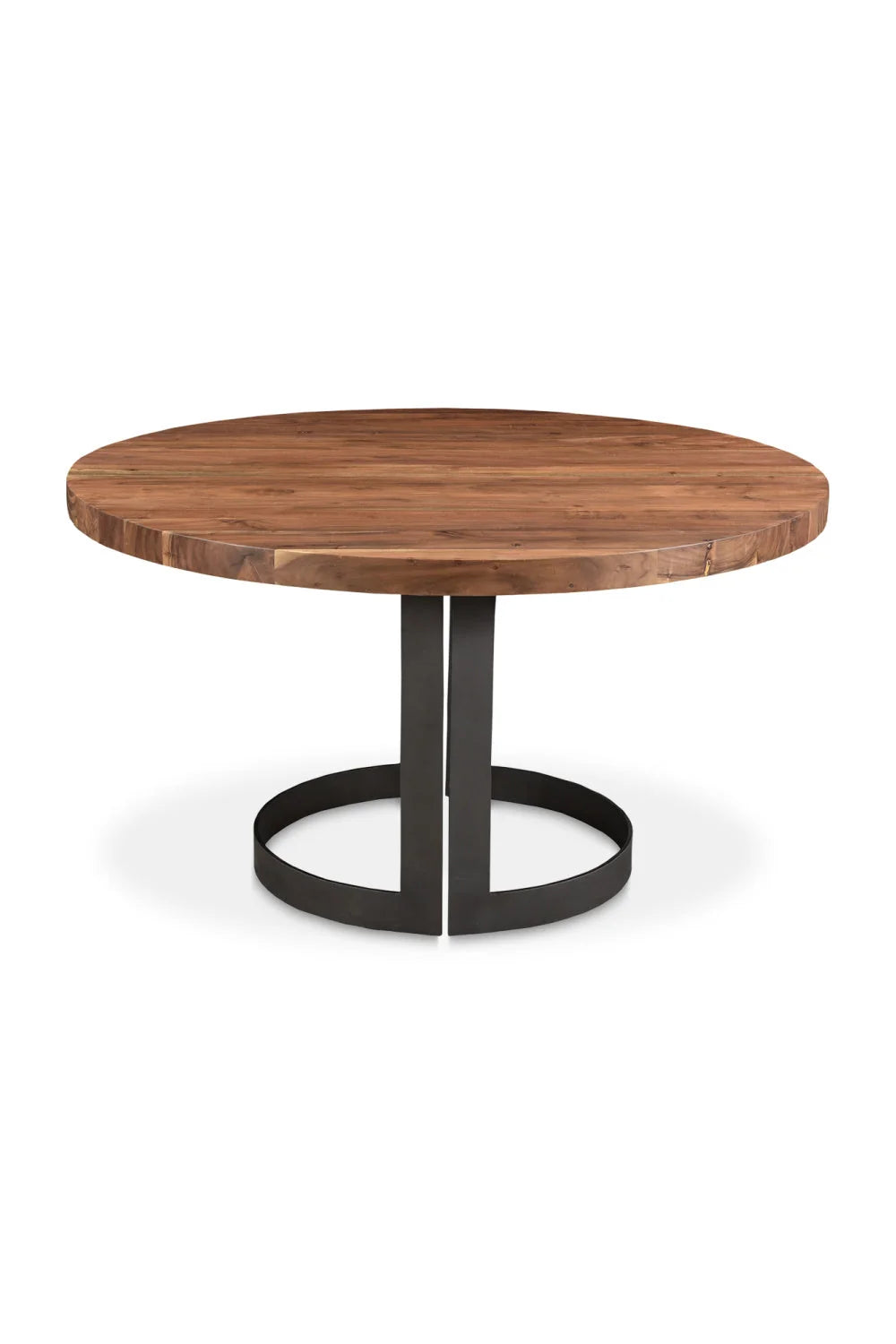 Luxury Round Brown Acacia Dining Table Modern Italian Style for Villa