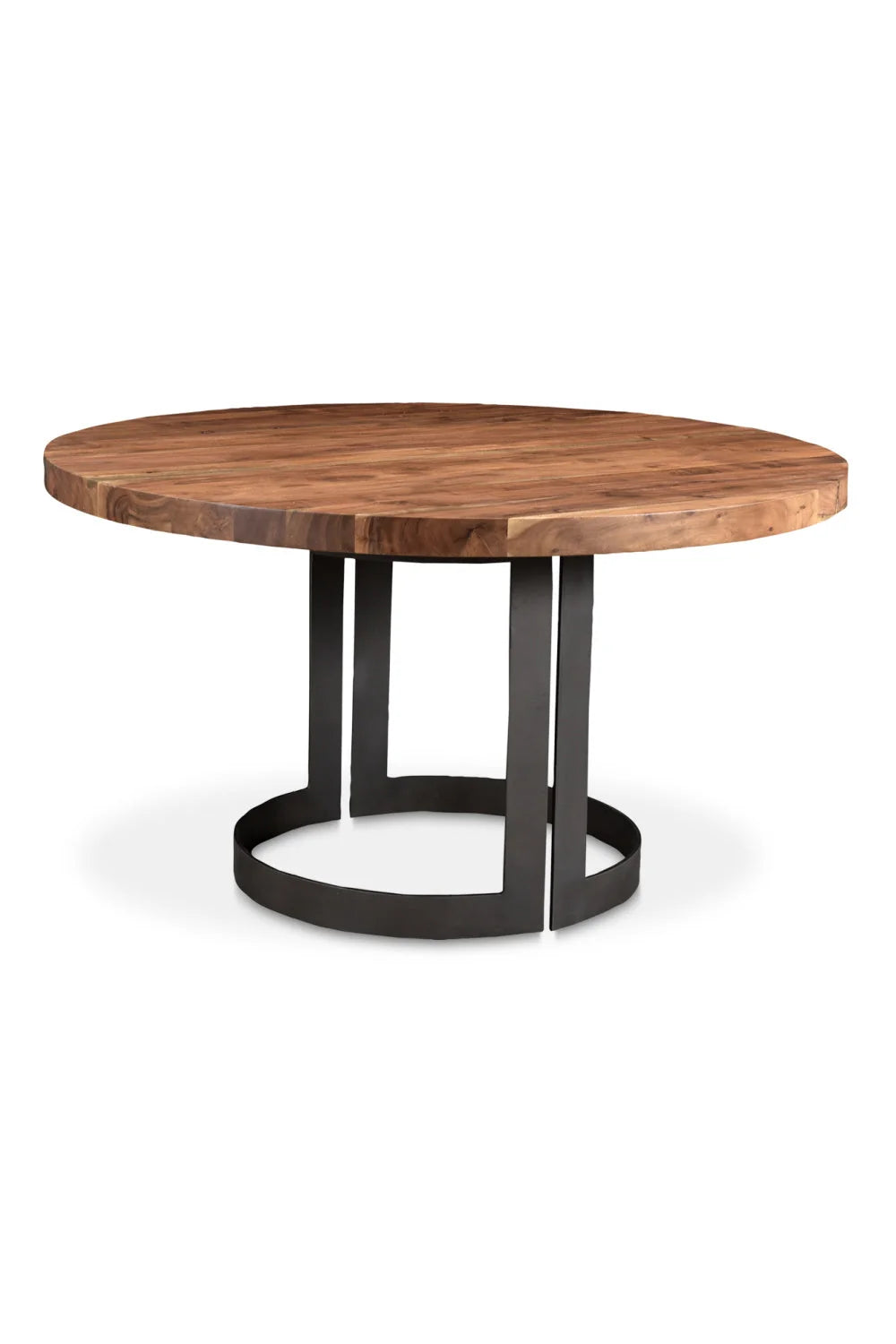 Luxury Round Brown Acacia Dining Table Modern Italian Style for Villa