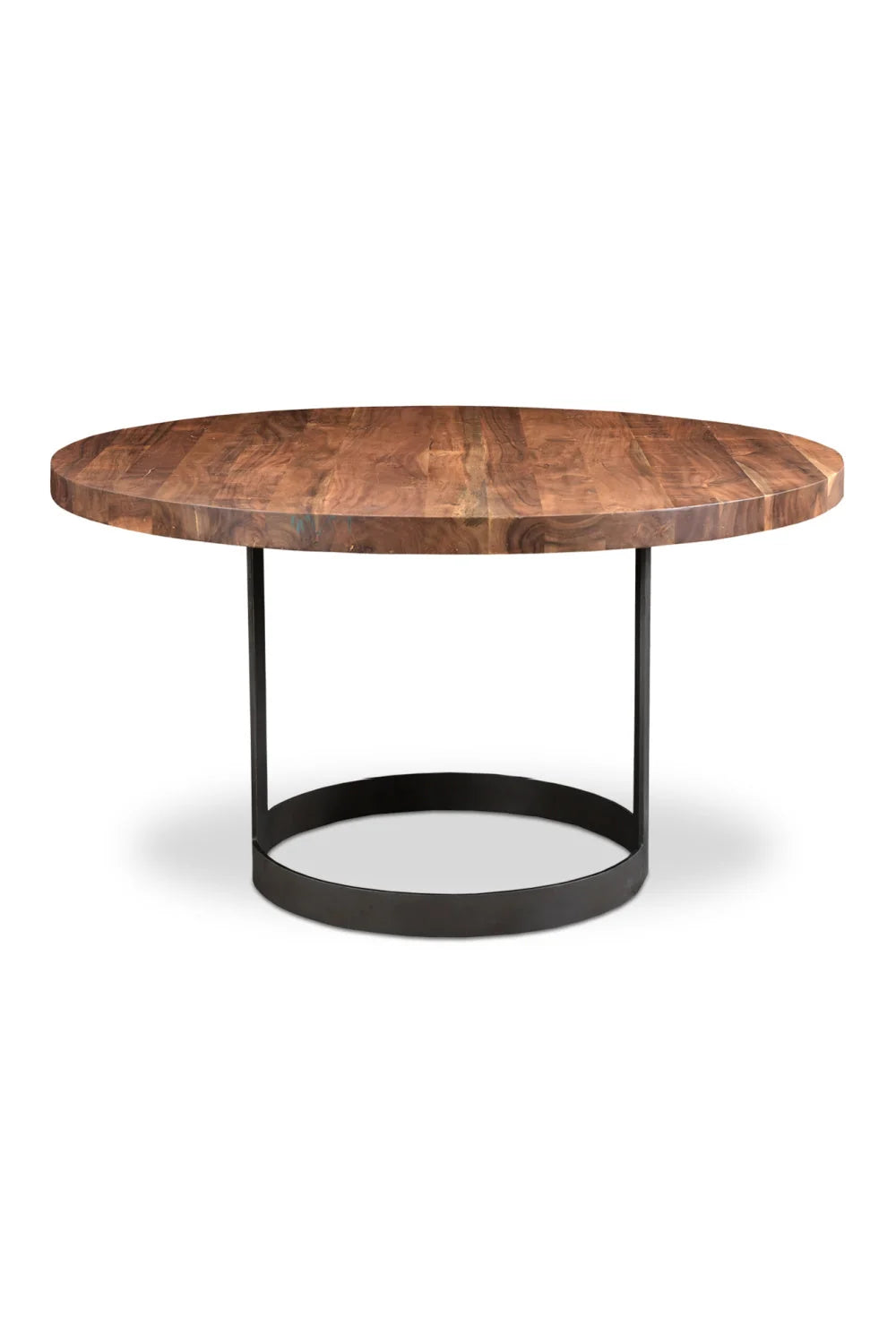 Luxury Round Brown Acacia Dining Table Modern Italian Style for Villa