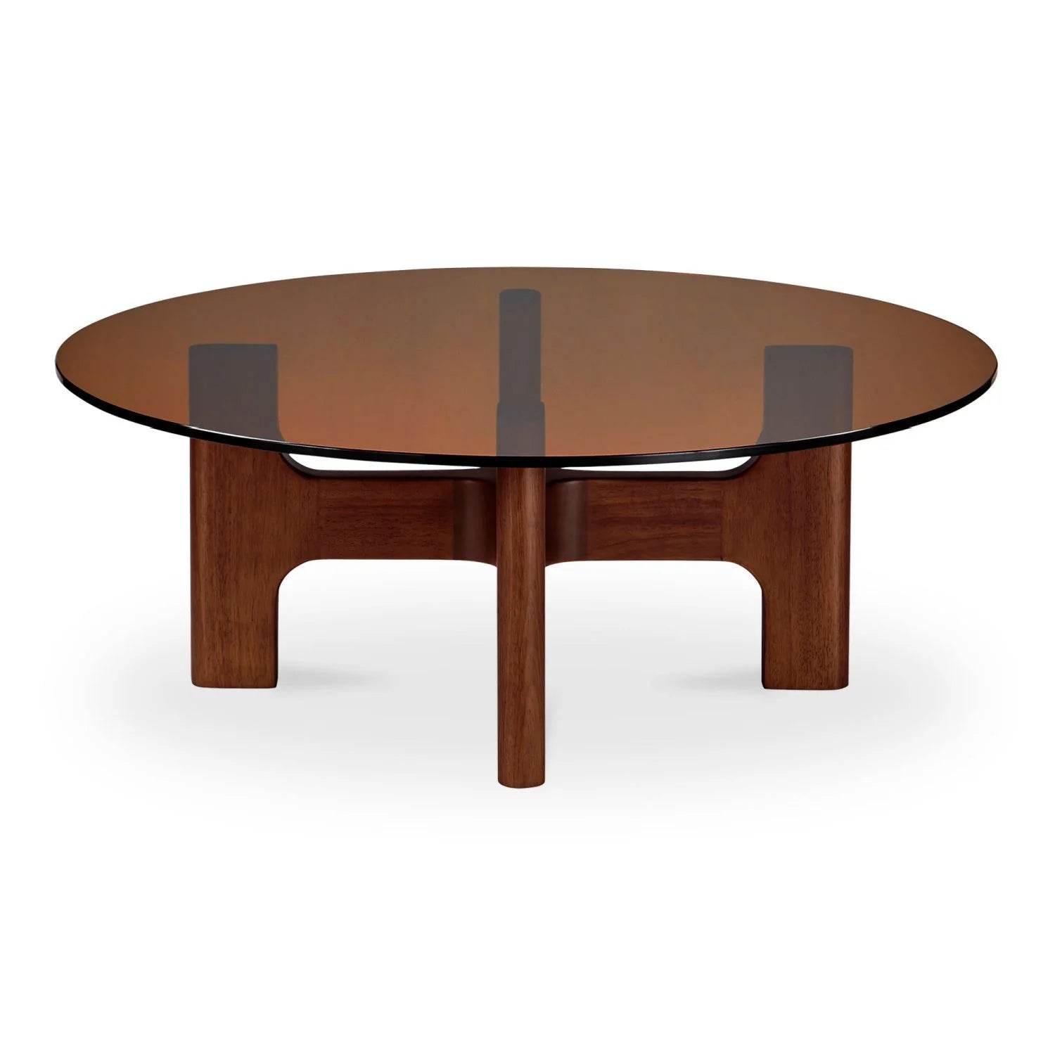 Luxury Round Brown Glass Coffee Table Modern Italian Style for Villa