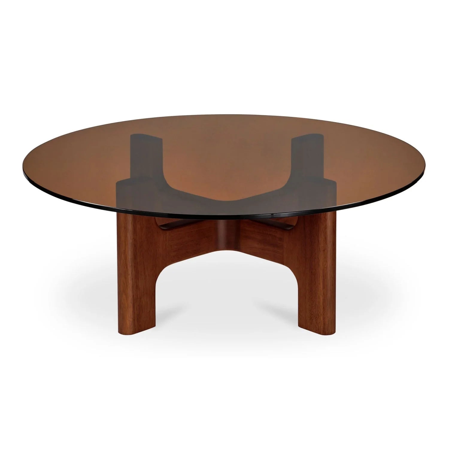 Luxury Round Brown Glass Coffee Table Modern Italian Style for Villa