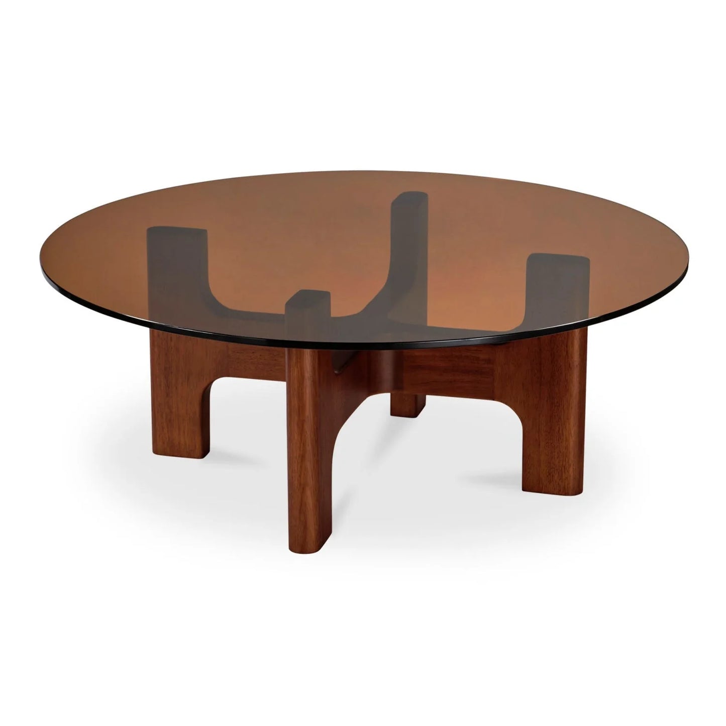 Luxury Round Brown Glass Coffee Table Modern Italian Style for Villa