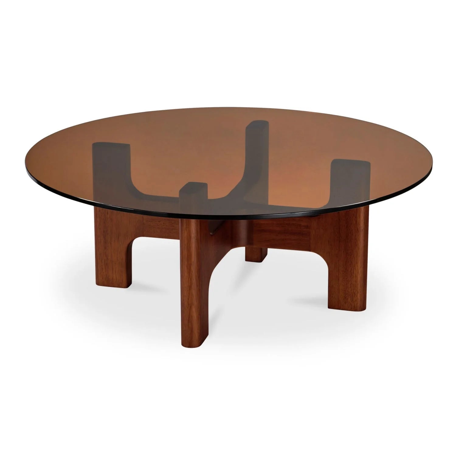 Luxury Round Brown Glass Coffee Table Modern Italian Style for Villa