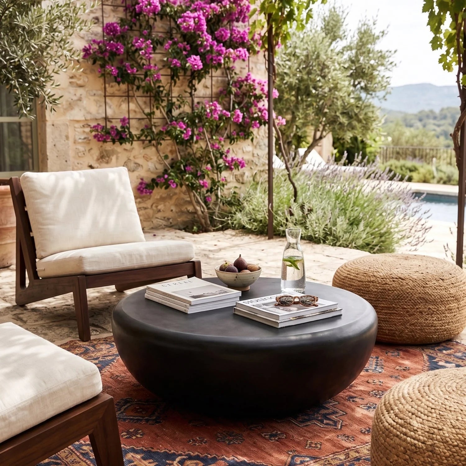 Luxury Round Concrete Coffee Table Modern Italian Style for Villa