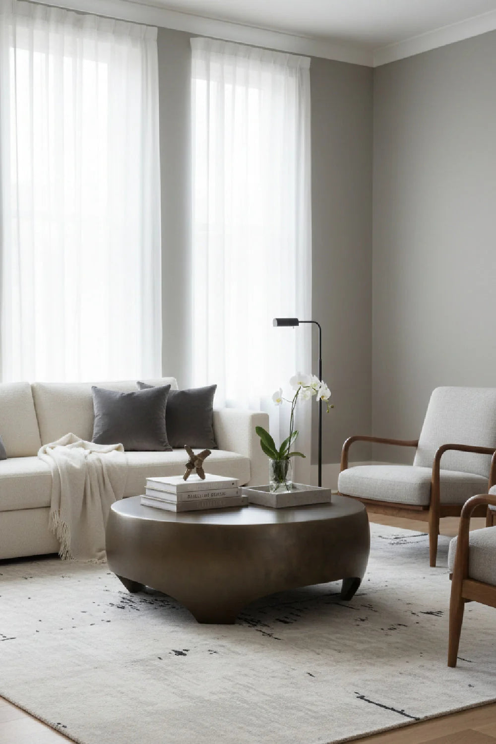 Luxury Round Concrete Coffee Table Modern Italian Style for Villa