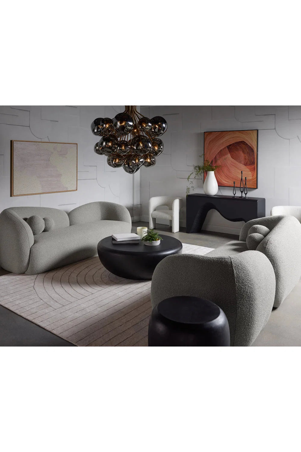 Luxury Round Concrete Coffee Table Modern Italian Style for Villa