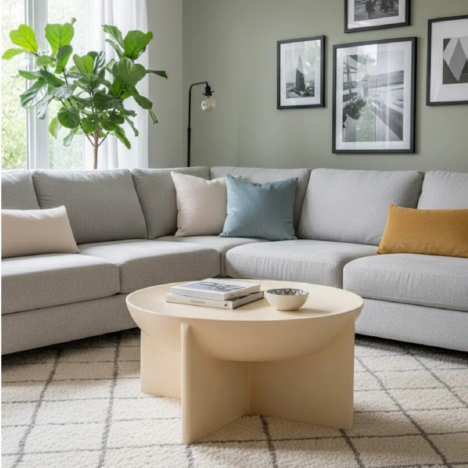 Luxury Round Concrete Coffee Table Modern Italian Style for Villa