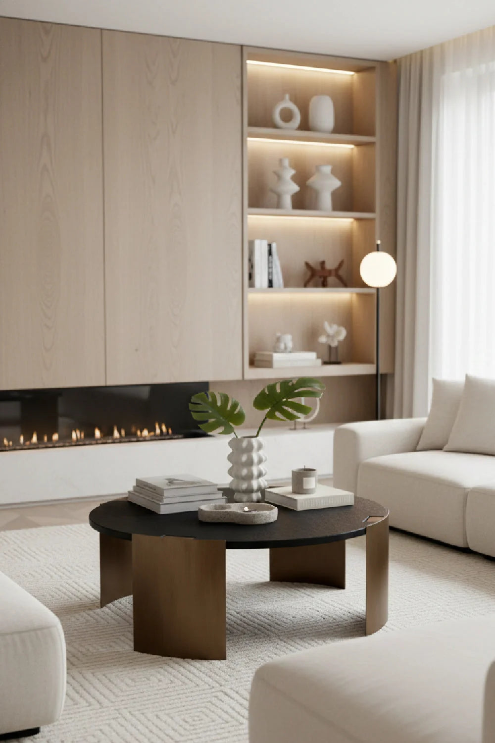 Luxury Round Concrete Coffee Table Modern Italian Style for Villa