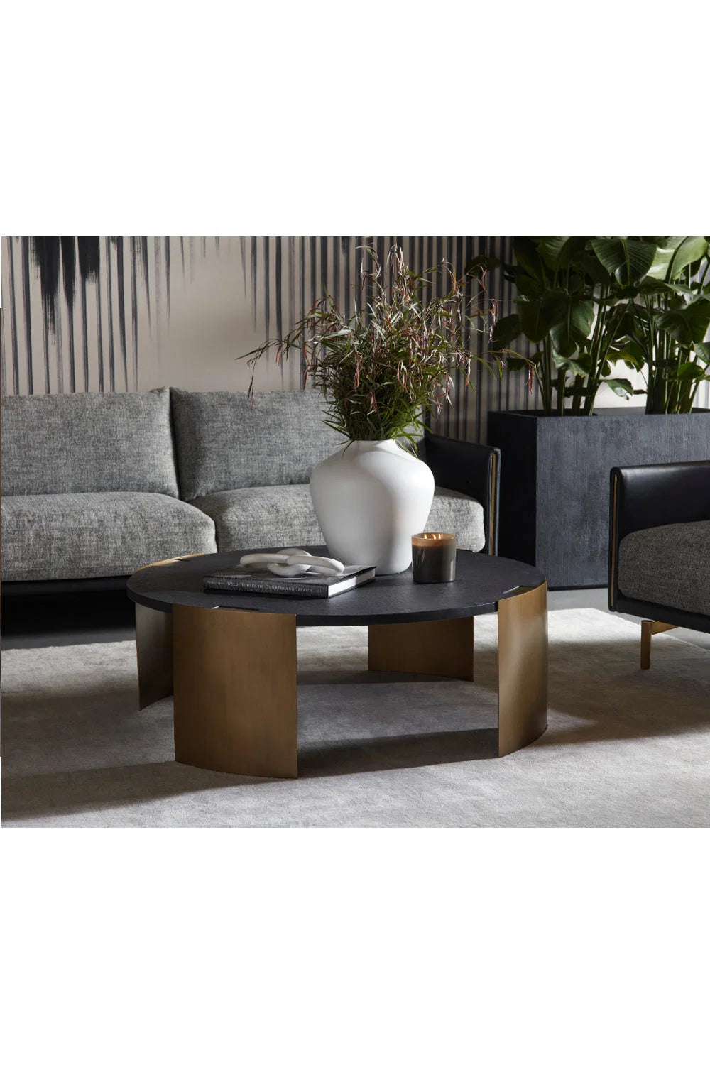 Luxury Round Concrete Coffee Table Modern Italian Style for Villa
