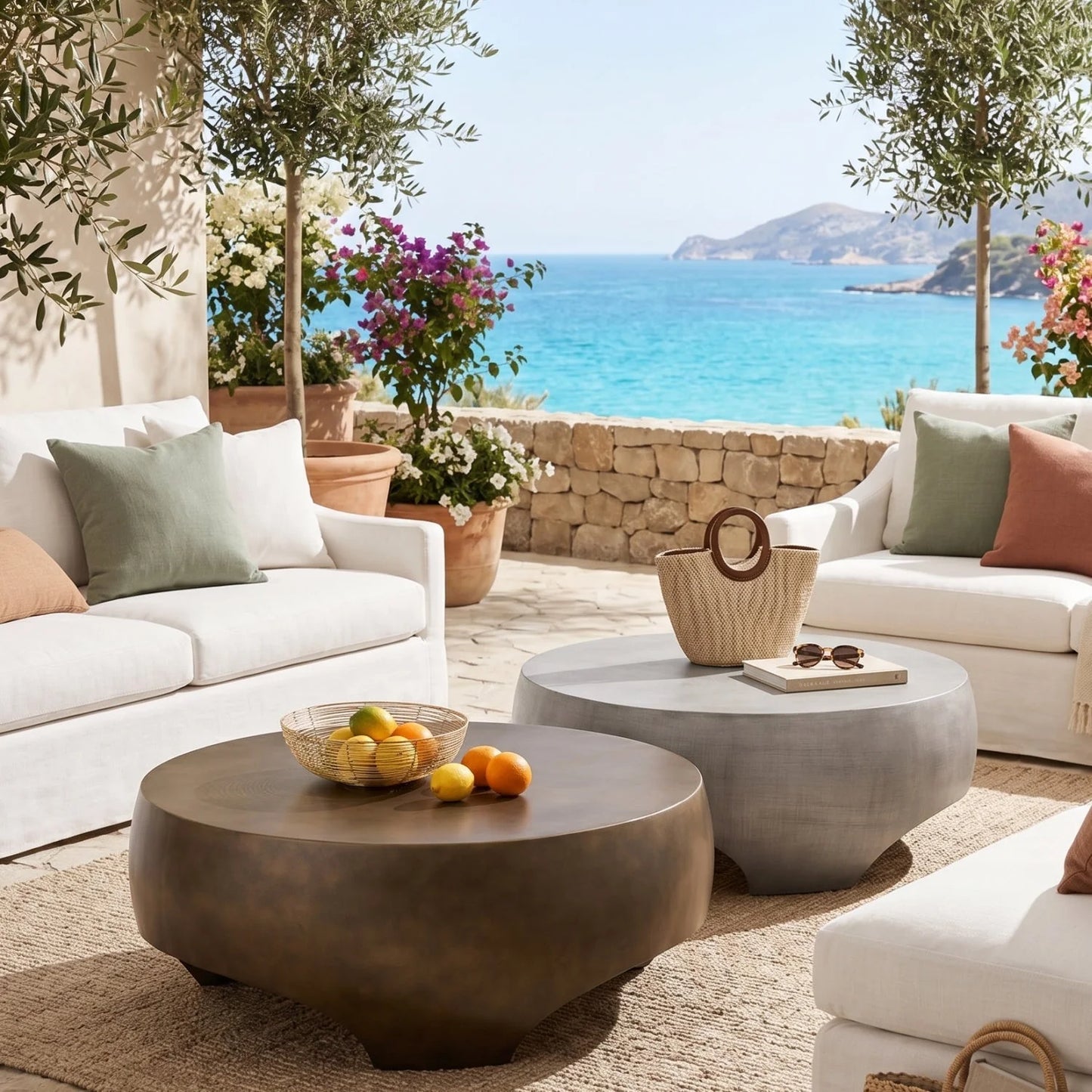 Luxury Round Concrete Coffee Table Modern Italian Style for Villa