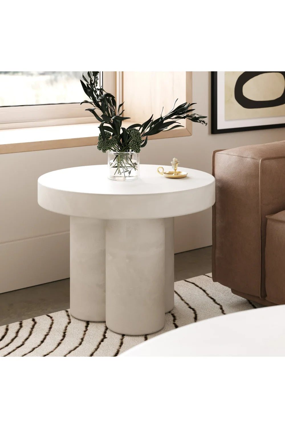 Luxury Round Concrete Coffee Table Modern Italian Style for Villa