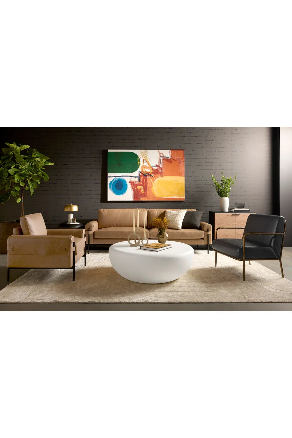 Luxury Round Concrete Coffee Table Modern Italian Style for Villa