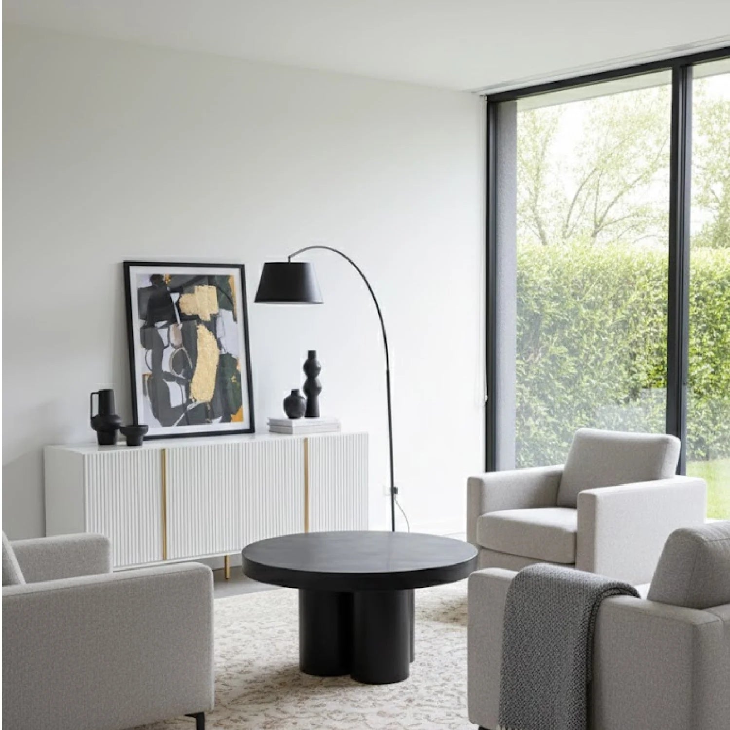 Luxury Round Concrete Coffee Table Modern Italian Style for Villa