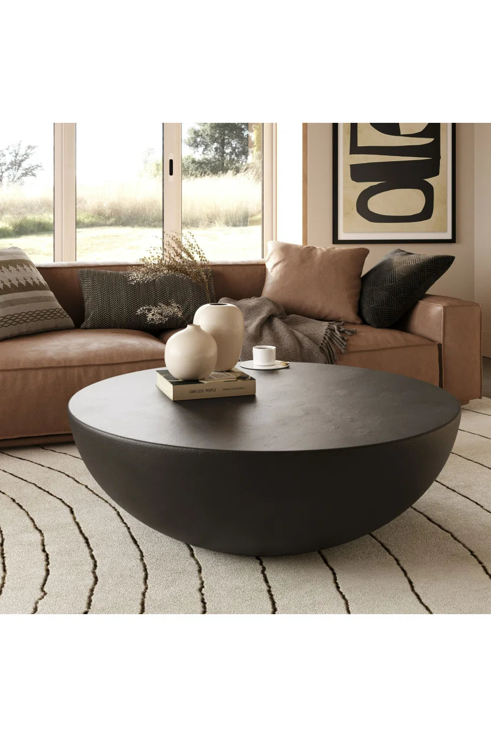 Luxury Round Concrete Coffee Table Modern Italian Style for Villa